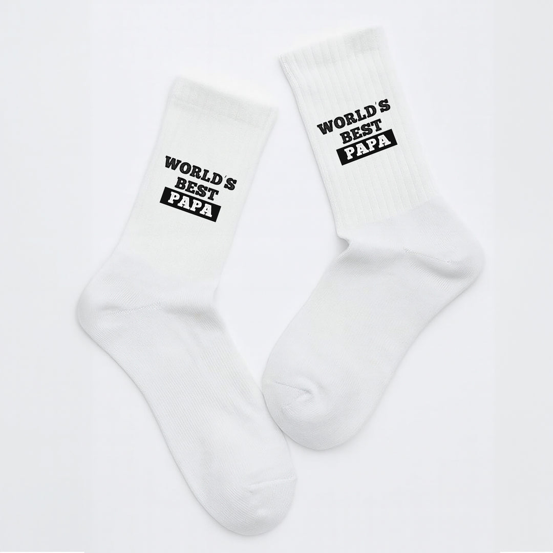Socken „World’s Best Papa“ – Lustige Spruchsocken | Geschenk für Papa & Vätertag | Fun Socks aus Bio-Baumwolle | Made in Europe