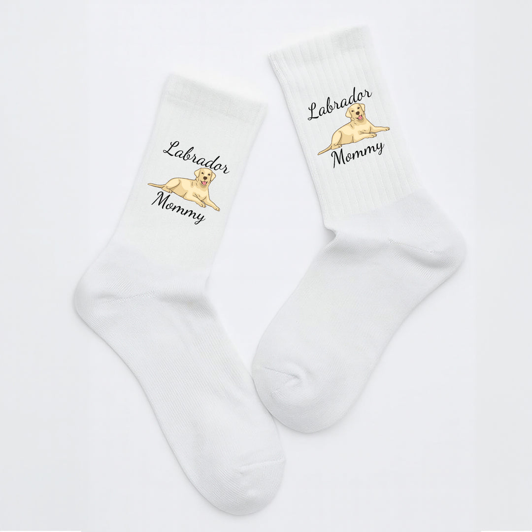 Socken „Labrador Mommy“ – Lustige Hunde-Socken für Frauen | Geschenk für Labrador-Liebhaberinnen | Tiermotiv aus Bio-Baumwolle