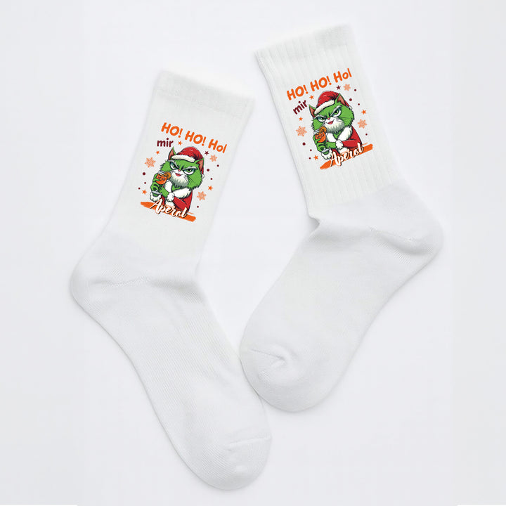 Socken „Ho Ho Ho, mir Aperol!“ – Lustige Weihnachtssocken | Christmas Fun Socks für Aperol-Fans | Made in Europe
