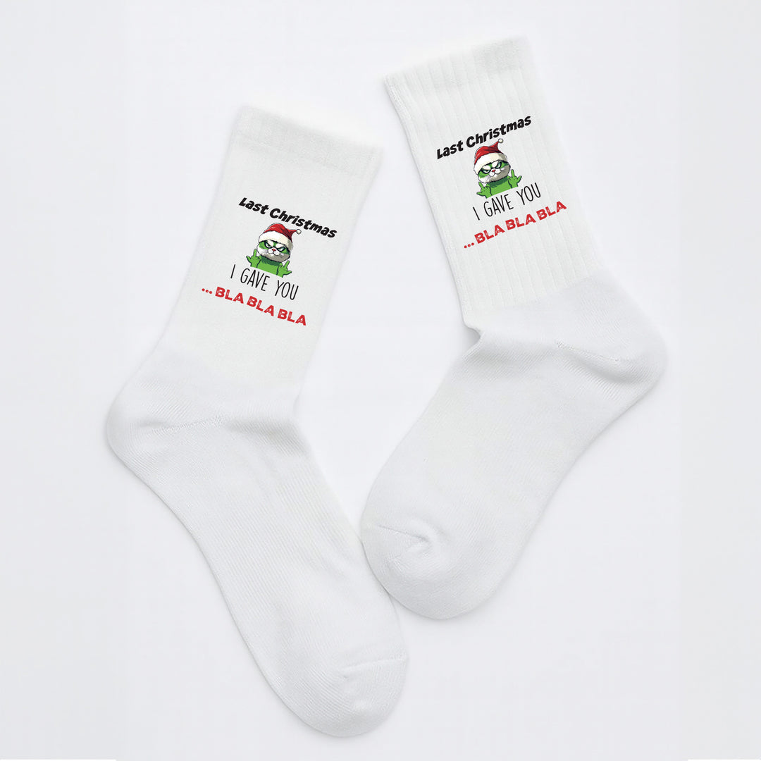 Socken „Last Christmas I gave you bla bla bla“ – Lustige Weihnachtssocken | Anti-Weihnachtslied Edition | Made in Europe