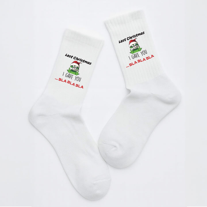Socken „Last Christmas I gave you bla bla bla“ – Lustige Weihnachtssocken | Anti-Weihnachtslied Edition | Made in Europe