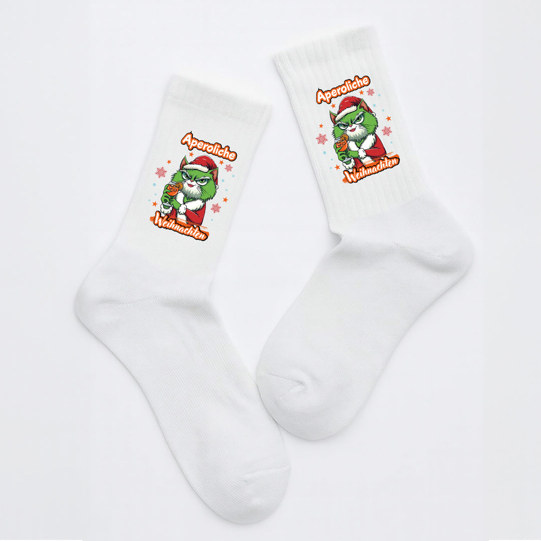Socken „Aperoliche Weihnachten“ – Lustige Weihnachtssocken | Christmas Fun Socks für Aperol-Fans | Made in Europe