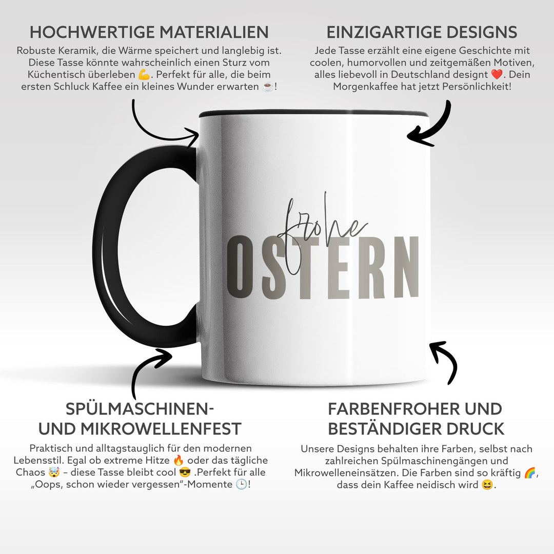 Minimalistische Tasse "Frohe Ostern" – Stilvolles Geschenk für Ostern