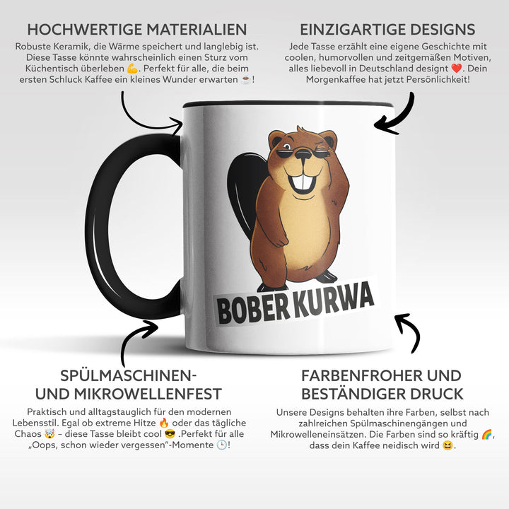 Lustige Tasse "Bober Kurwa" – Humorvolles Geschenk für jeden Anlass