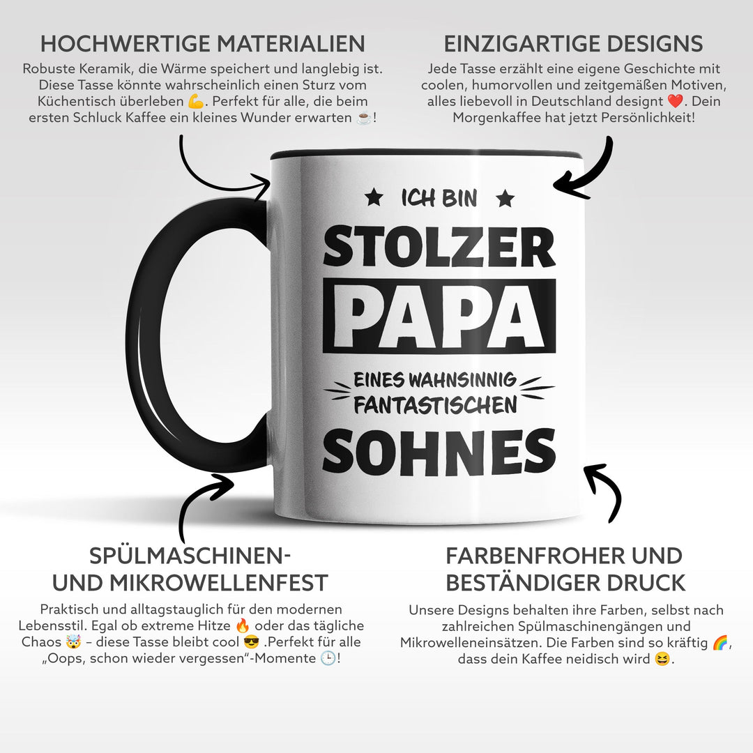 Tasse "Stolzer Papa, fantastischer Sohn" – Liebevolles Geschenk für Väter