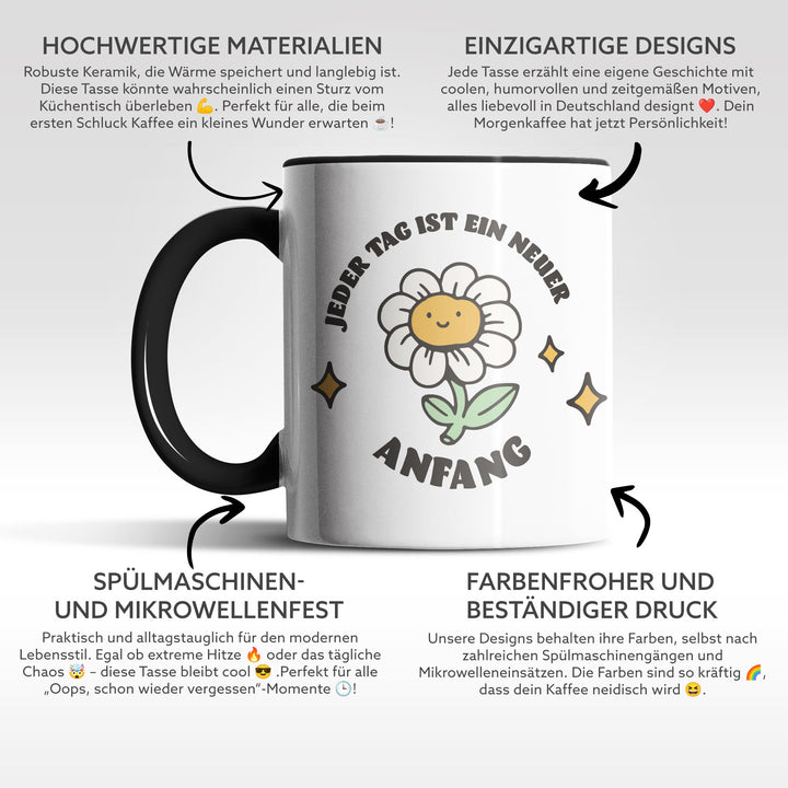 Tasse "Jeder Tag, neuer Anfang" – Motivations-Tasse für einen positiven Start