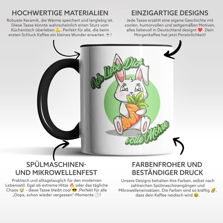 Lustige Tasse "Ich liebe dich volle Möhre" – Charmantes Geschenk mit grünem Design