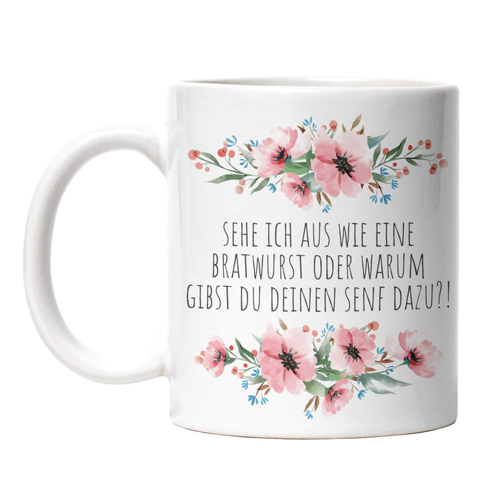 Tasse "Bratwurst oder warum Senf dazu" – Lustige Spruch-Tasse für BBQ-Fans & Grillmeister