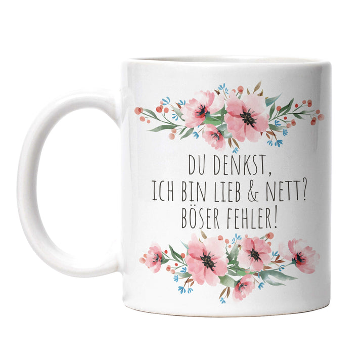 Tasse "Ich lieb und nett, böser Fehler" – Lustige Sarkasmus-Tasse für Büro & Alltag