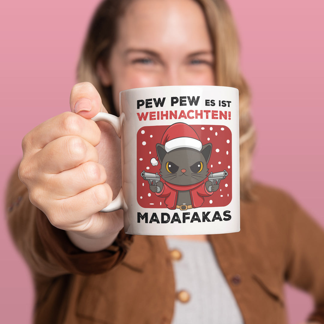 Pew Pew es ist Weihnachten Madafakas Tasse – Lustige Weihnachts-Tasse mit Spruch | PEPAM Geschenke