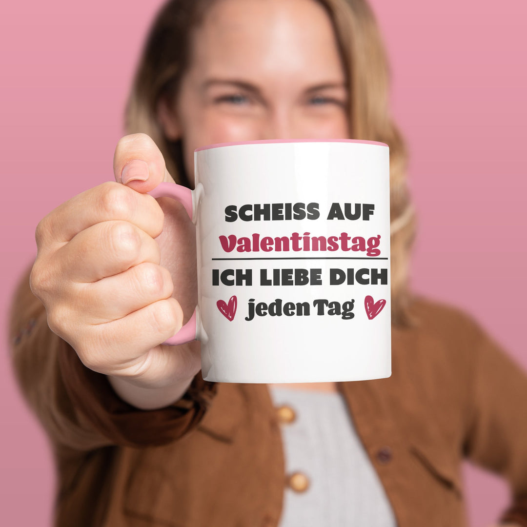 Lustige Tasse "Scheiß auf Valentinstag" – Geschenkidee für humorvolle Paare