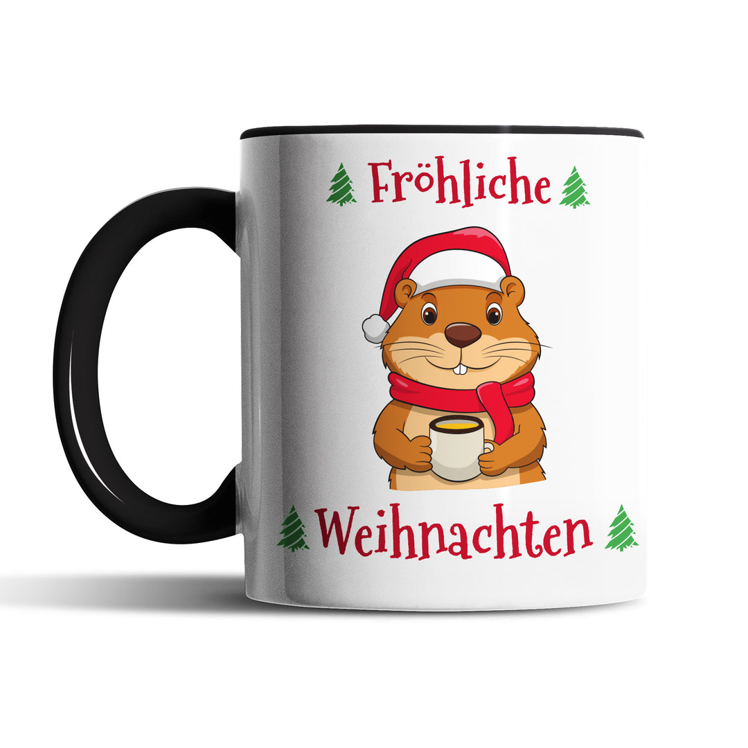 Fröhliche Weihnachten Tasse mit Biber – Lustige Weihnachtsgeschenk-Idee aus Keramik | PEPAM Geschenke