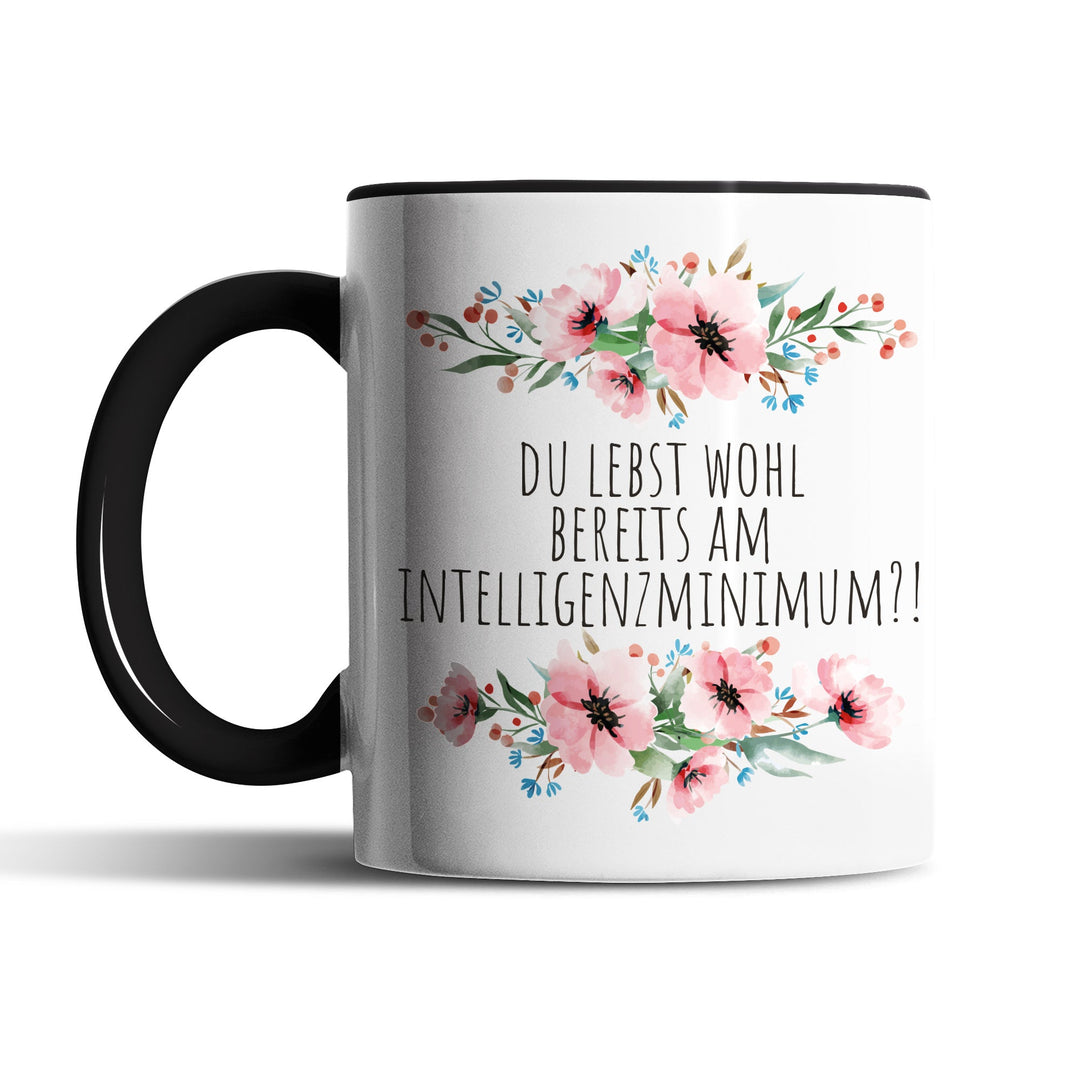 Tasse "Lebst bereits am Intelligenzminimum" – Lustige Sarkasmus-Tasse für Büro & Alltag
