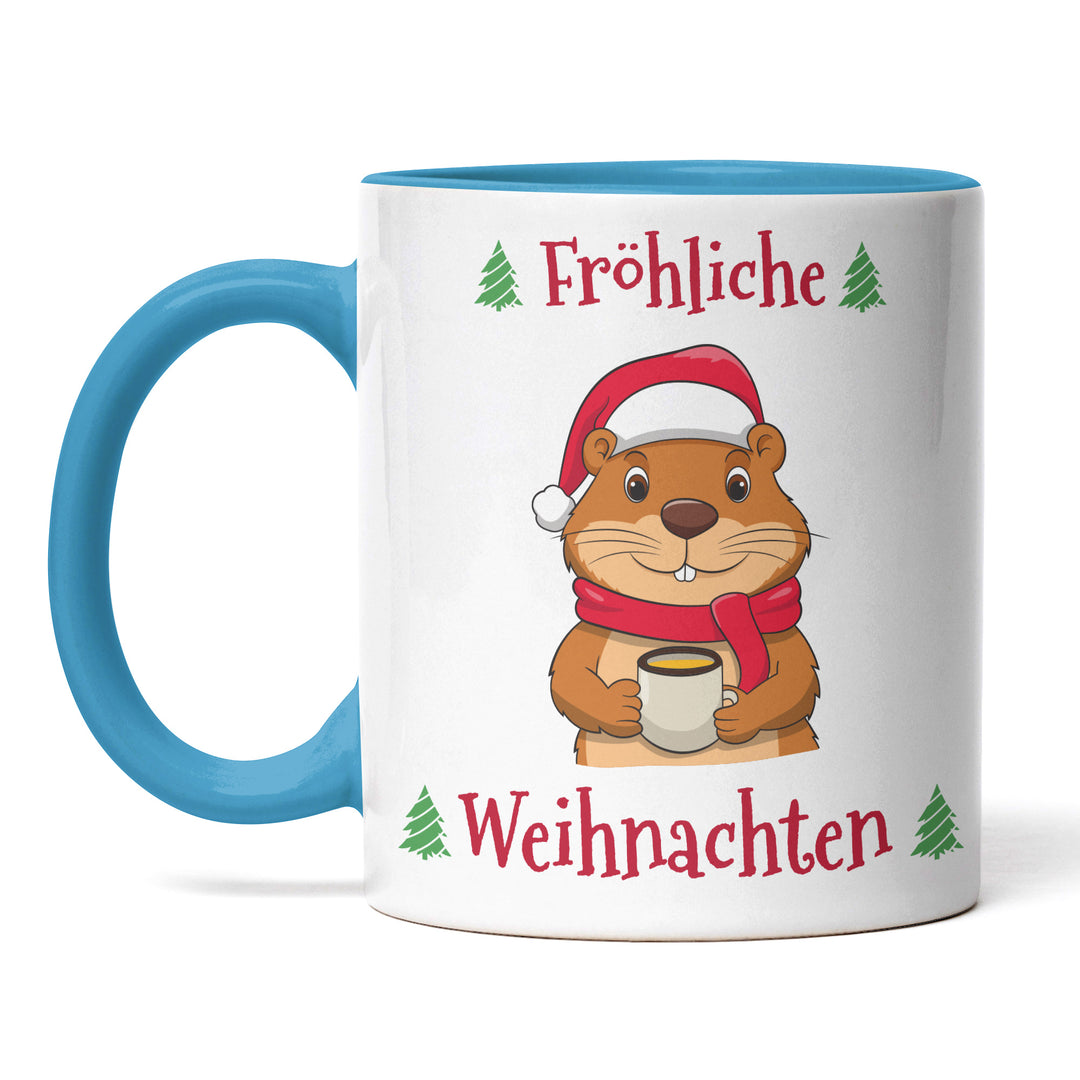 Fröhliche Weihnachten Tasse mit Biber – Lustige Weihnachtsgeschenk-Idee aus Keramik | PEPAM Geschenke