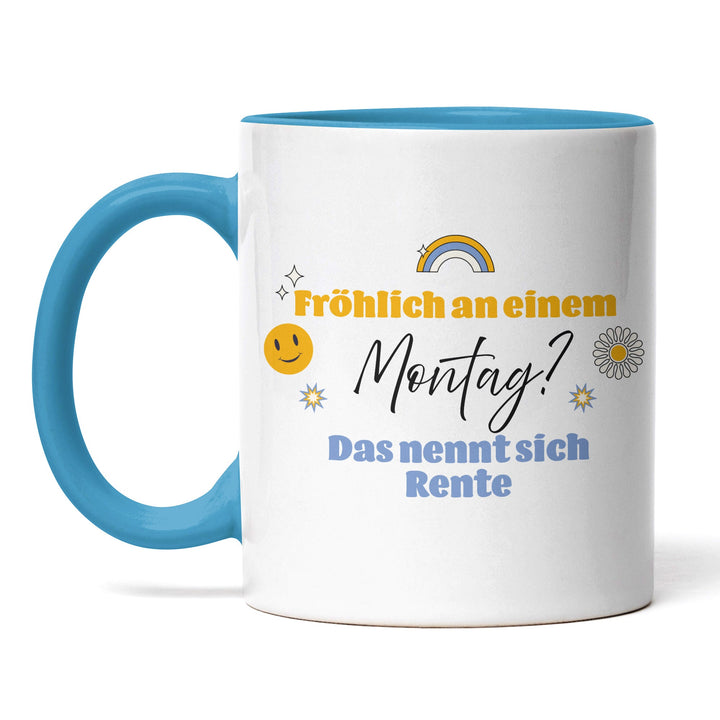 Tasse "Fröhlich Montag, Rente" – Perfekte Geschenk-Tasse für zukünftige Rentner