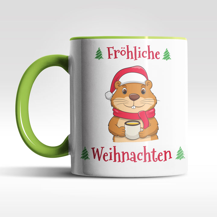 Fröhliche Weihnachten Tasse mit Biber – Lustige Weihnachtsgeschenk-Idee aus Keramik | PEPAM Geschenke