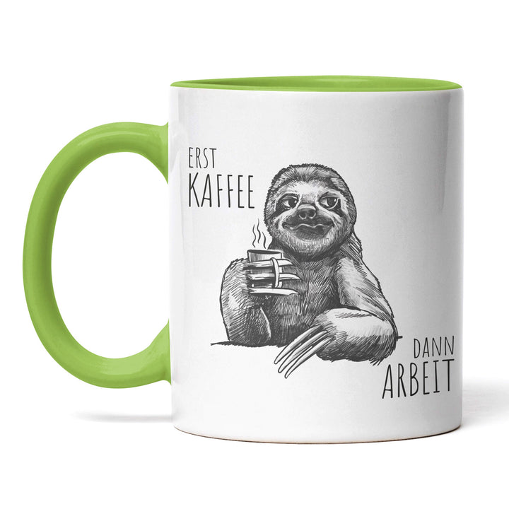 Lustige Tasse "Erst Kaffee, dann Arbeit" – Perfekt für Kaffeejunkies & Morgenmuffel
