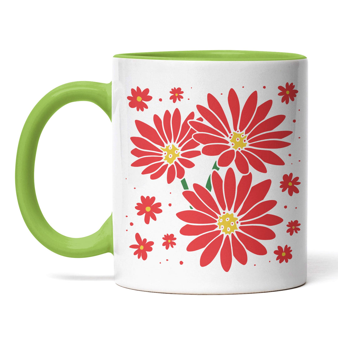 Tasse "Rote Blumen" – Elegantes Geschenk für Blumenliebhaber