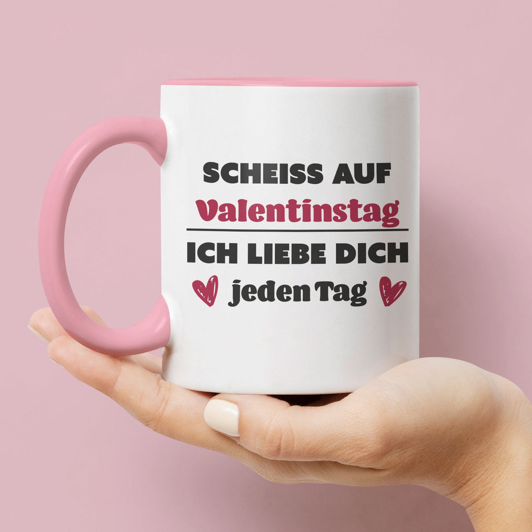 Lustige Tasse "Scheiß auf Valentinstag" – Geschenkidee für humorvolle Paare