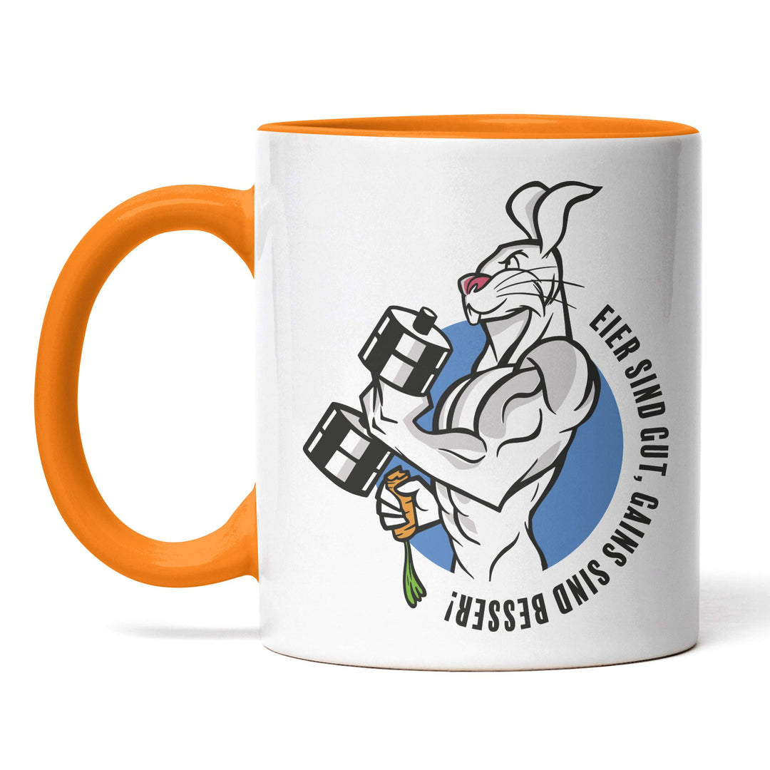 Lustige Tasse "Eier gut, Gains besser!" – Perfekt für Sportler und Fitness-Fans