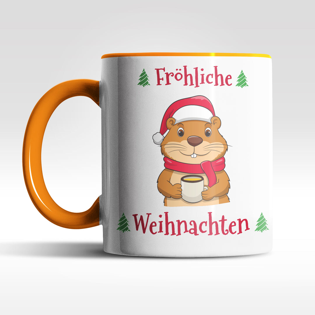 Fröhliche Weihnachten Tasse mit Biber – Lustige Weihnachtsgeschenk-Idee aus Keramik | PEPAM Geschenke