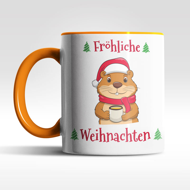 Fröhliche Weihnachten Tasse mit Biber – Lustige Weihnachtsgeschenk-Idee aus Keramik | PEPAM Geschenke