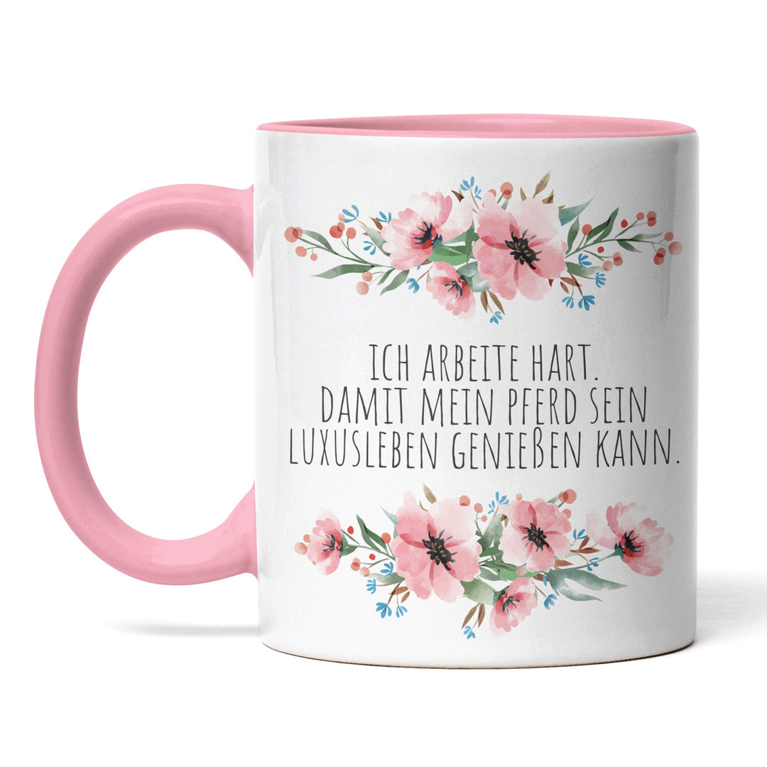 Tasse "Arbeite hart, Pferd Luxusleben" – Lustige Tasse für Pferdeliebhaber & Reiter