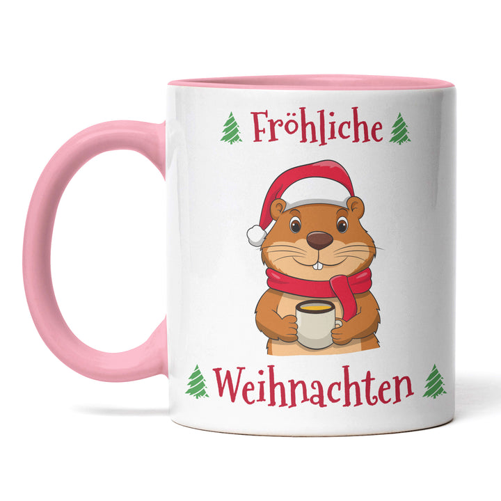 Fröhliche Weihnachten Tasse mit Biber – Lustige Weihnachtsgeschenk-Idee aus Keramik | PEPAM Geschenke
