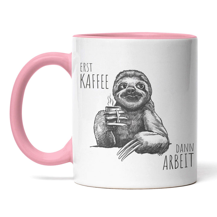 Lustige Tasse "Erst Kaffee, dann Arbeit" – Perfekt für Kaffeejunkies & Morgenmuffel