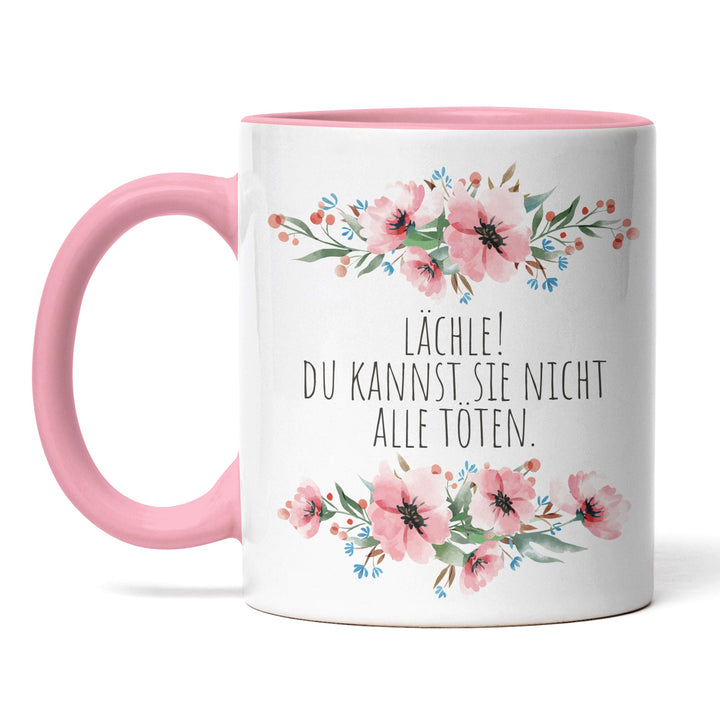 Tasse "Lächle, du kannst sie nicht alle töten" – Sarkastische Geschenkidee für Büro & Alltag