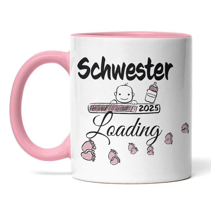 Lustige Tasse "Schwester Loading" – Charmantes Geschenk für werdende Schwestern