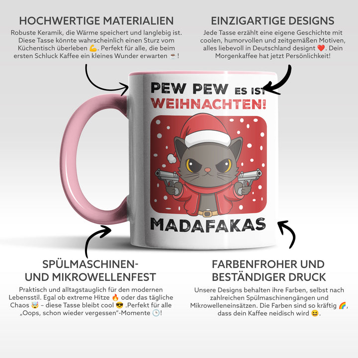 Pew Pew es ist Weihnachten Madafakas Tasse – Lustige Weihnachts-Tasse mit Spruch | PEPAM Geschenke