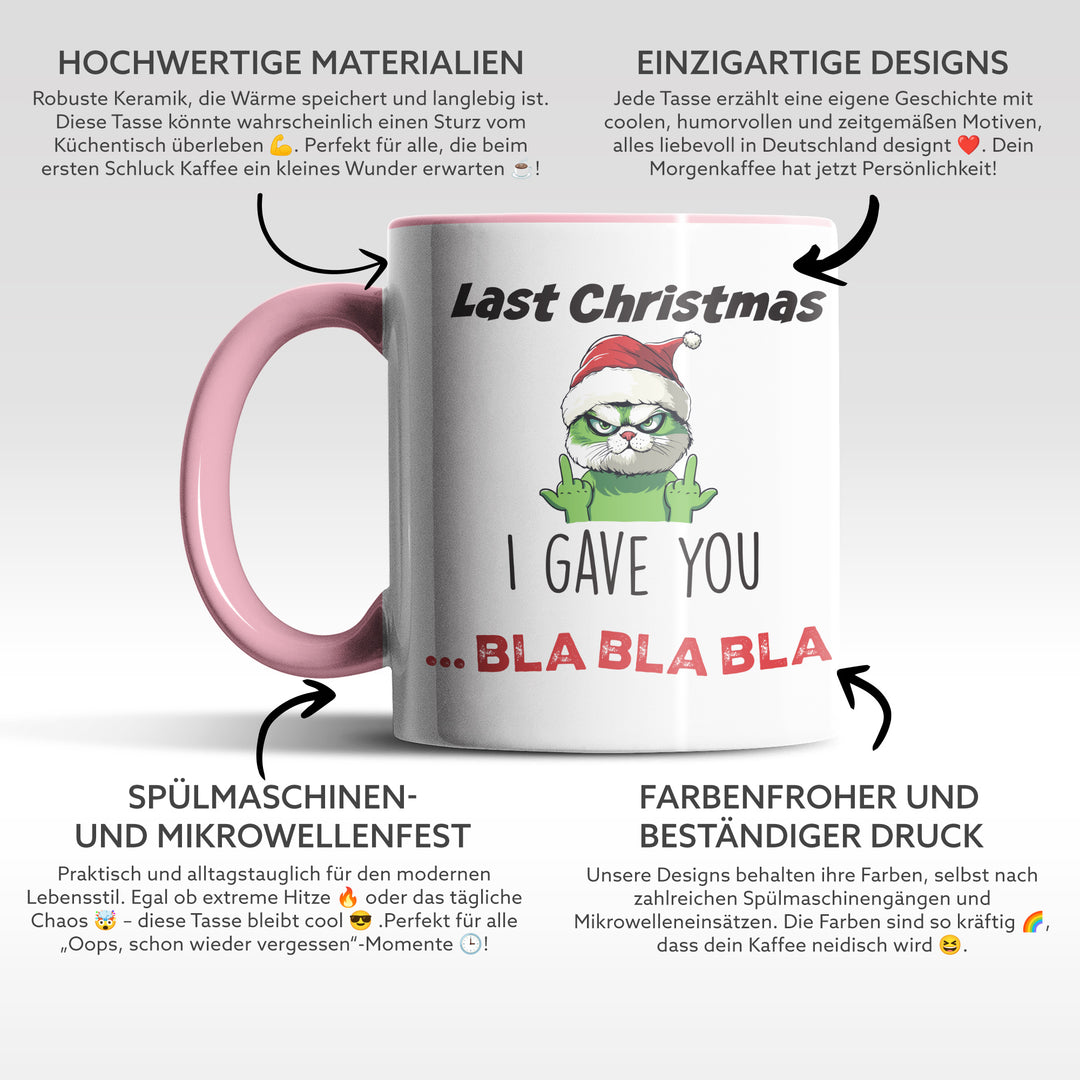 Last Christmas I Gave You Bla Bla Bla Tasse – Lustige Weihnachts-Tasse mit Spruch | PEPAM Geschenke