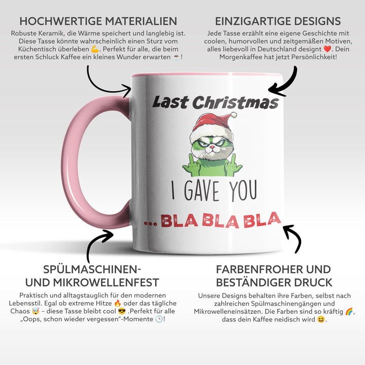 Last Christmas I Gave You Bla Bla Bla Tasse – Lustige Weihnachts-Tasse mit Spruch | PEPAM Geschenke