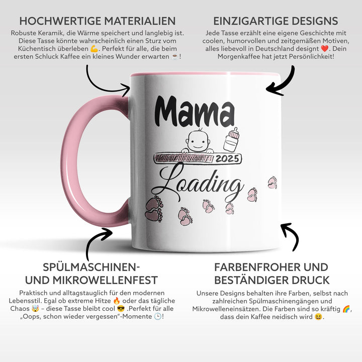 Lustige Tasse "Mama Loading 2025" – Geschenkidee für werdende Mütter