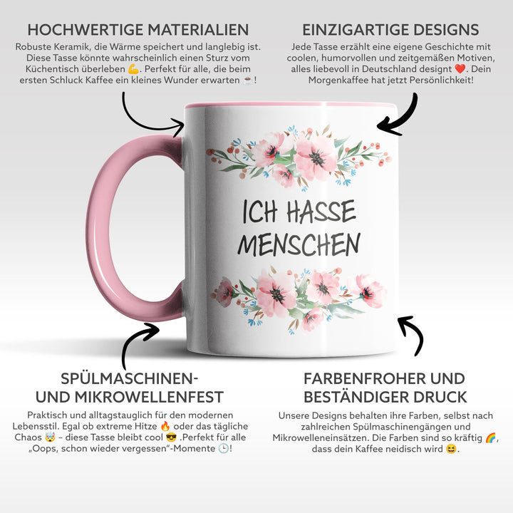 Tasse "Ich hasse Menschen" – Perfektes Geschenk für introvertierte Kaffeejunkies