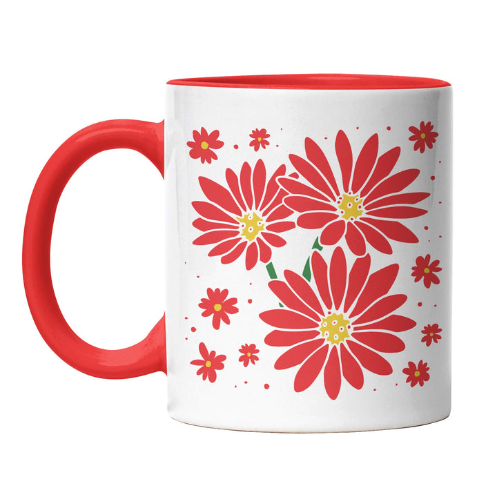 Tasse "Rote Blumen" – Elegantes Geschenk für Blumenliebhaber
