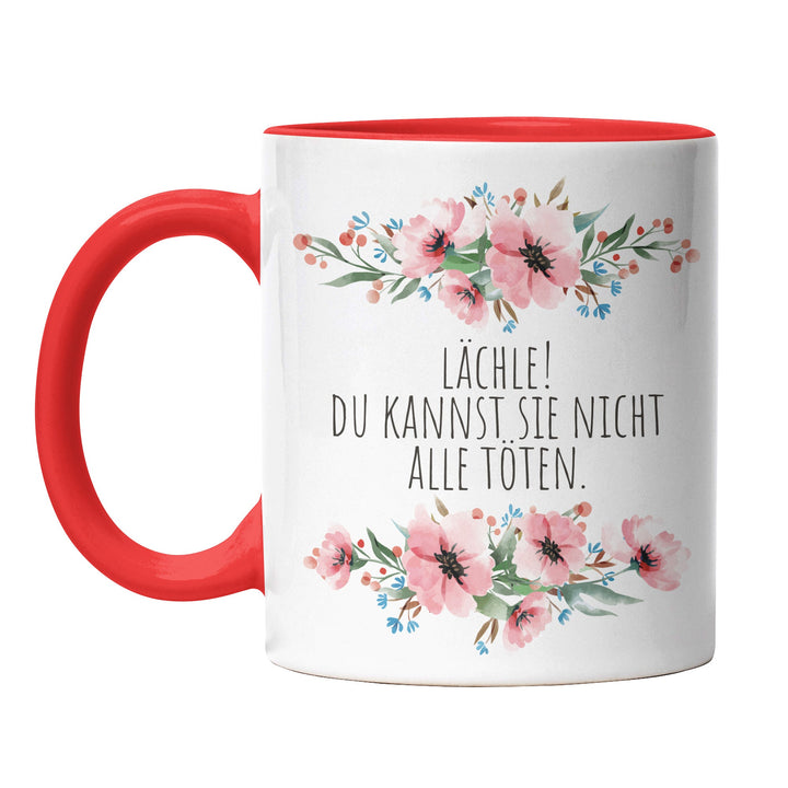 Tasse "Lächle, du kannst sie nicht alle töten" – Sarkastische Geschenkidee für Büro & Alltag