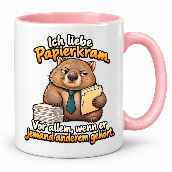Wombat-Tasse „Papierkram für andere“ – Rosa