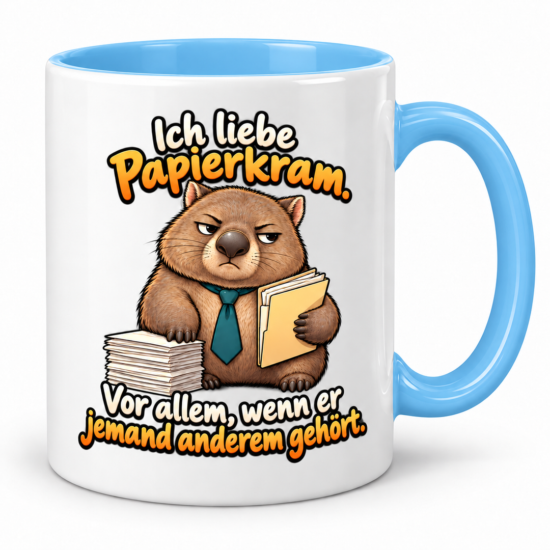 Wombat-Tasse „Papierkram für andere“ – Blau