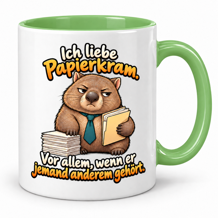 Wombat-Tasse „Papierkram für andere“ – Grün