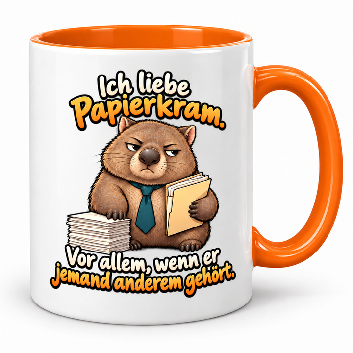 Wombat-Tasse „Papierkram für andere“ – Orange