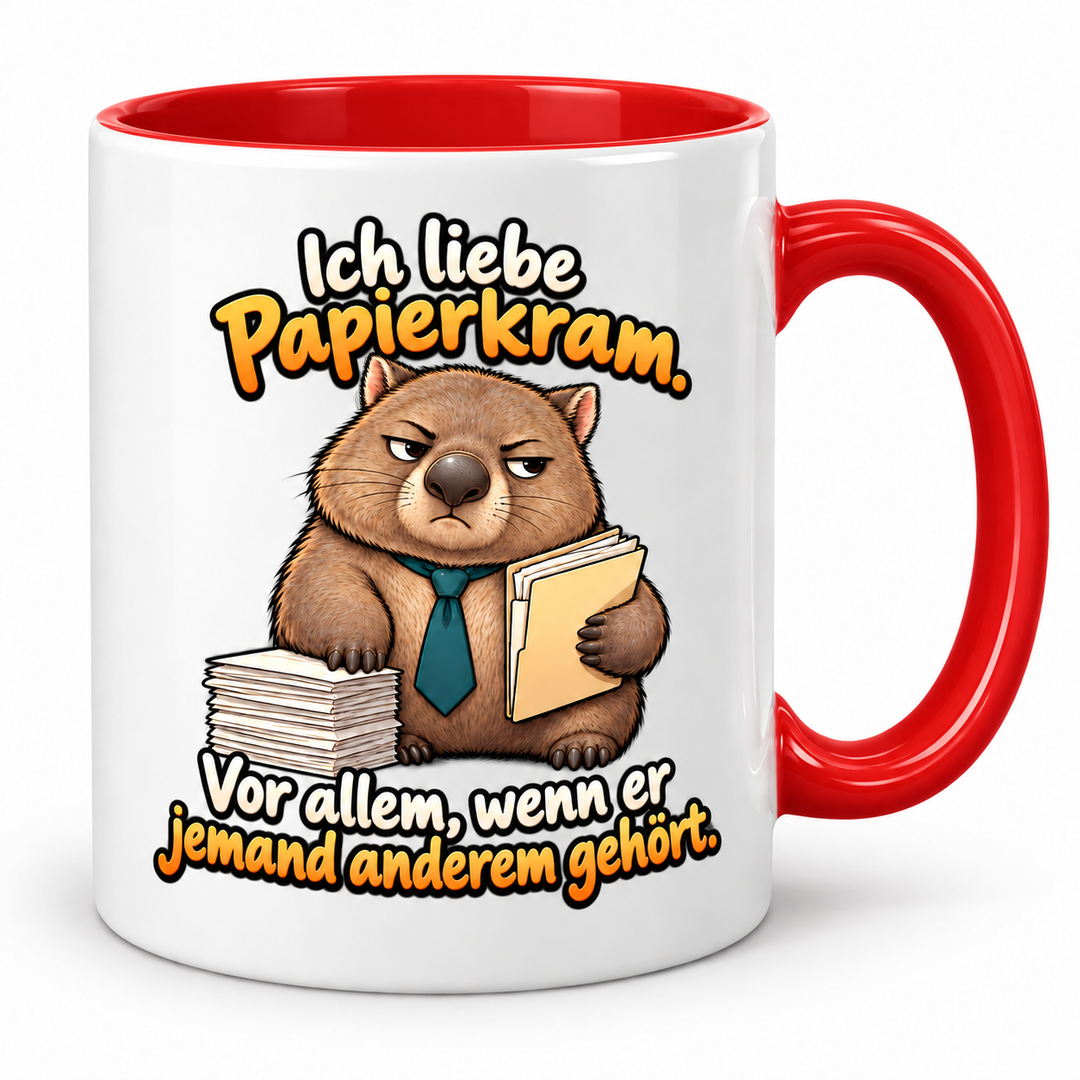 Wombat-Tasse „Papierkram für andere“ – Rot