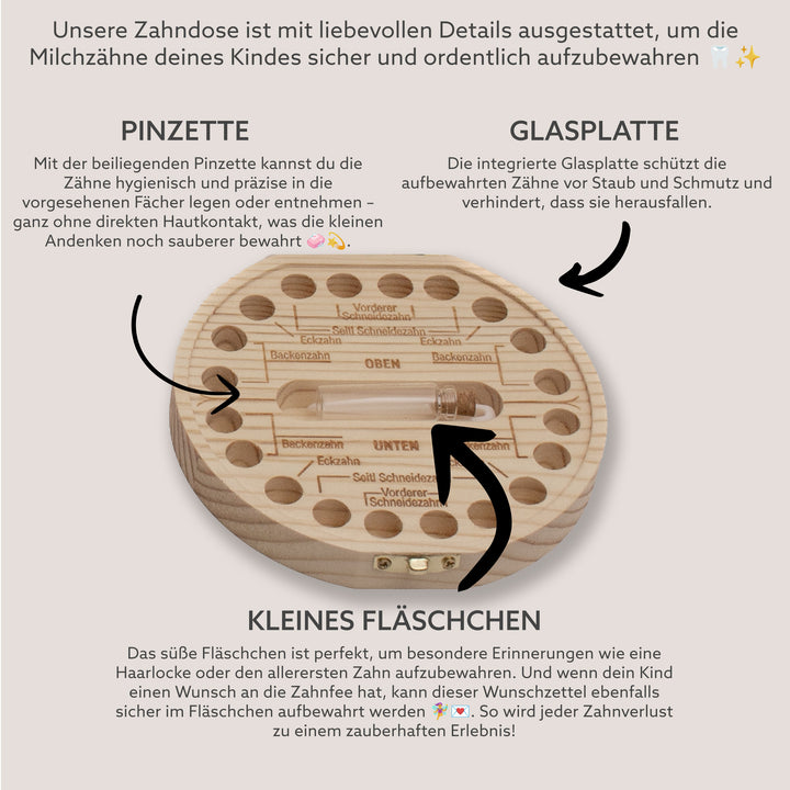 Personalisierte Zahndose mit Schildkrötenmotiv | Holzbox für Milchzähne | Geschenk zur Geburt, Taufe & Zahnfee