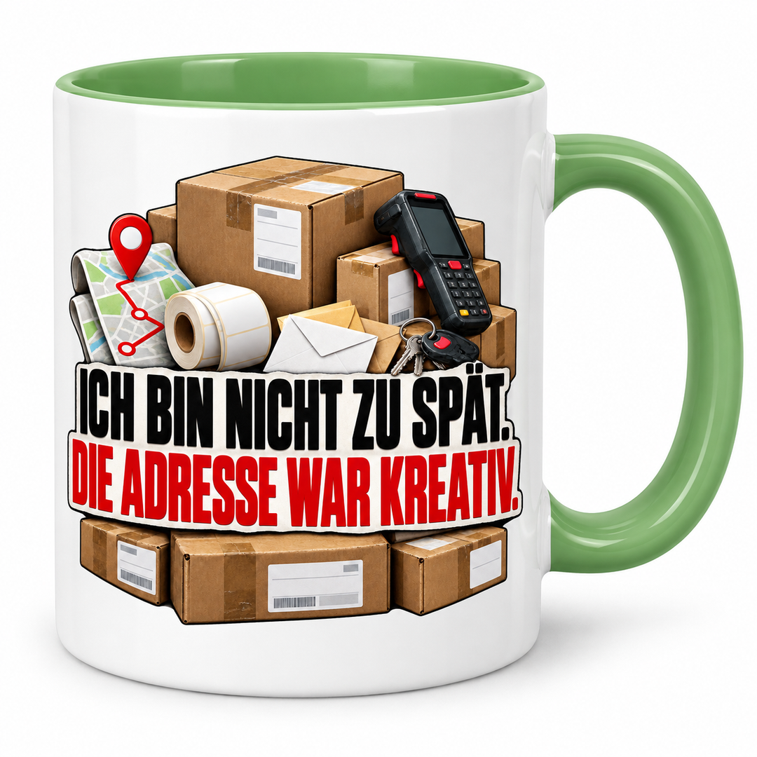 Zusteller-Tasse Die Adresse war kreativ – Grün