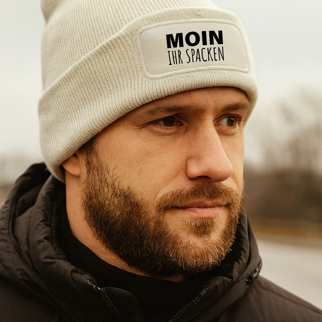 Moin ihr Spacken Mütze – Lustige Beanie mit Spruch | Geschenk mit norddeutschem Humor