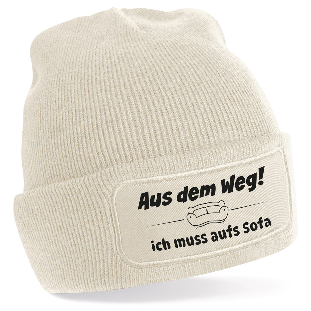 Mütze „Aus dem Weg – ich muss aufs Sofa“ | Lustige Beanie für Couch-Profis
