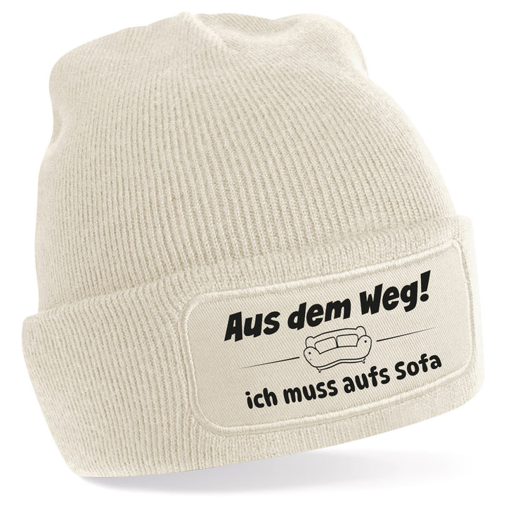 Mütze „Aus dem Weg – ich muss aufs Sofa“ | Lustige Beanie für Couch-Profis