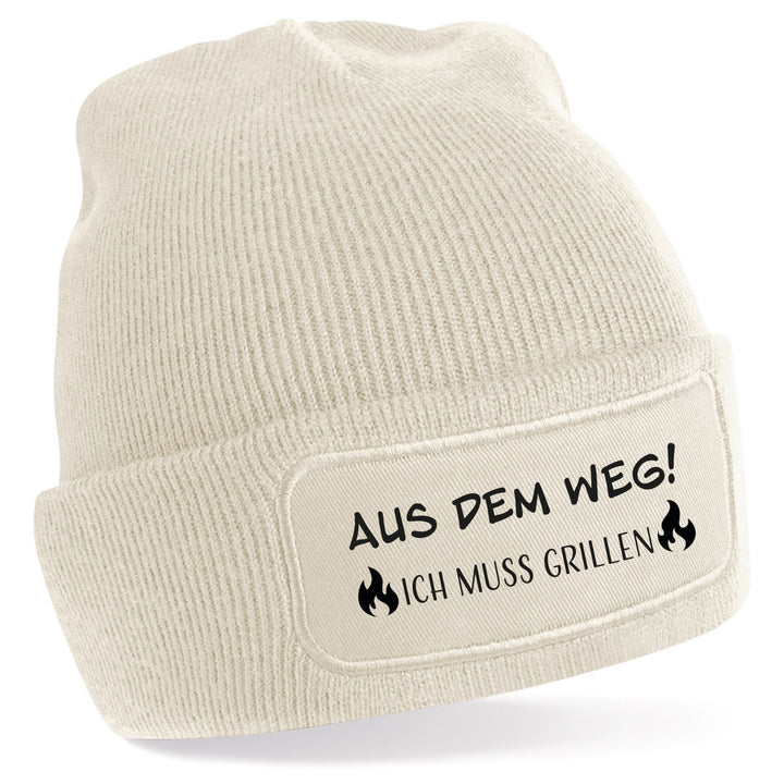 Mütze „Aus dem Weg – ich muss grillen“ | Lustige Beanie für Grillmeister & BBQ-Fans