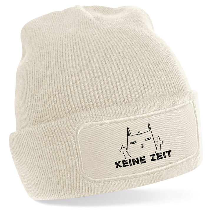 Keine Zeit Mütze – Katze mit Mittelfinger | Lustige Beanie mit Spruch | Geschenk für Katzenfans mit Humor